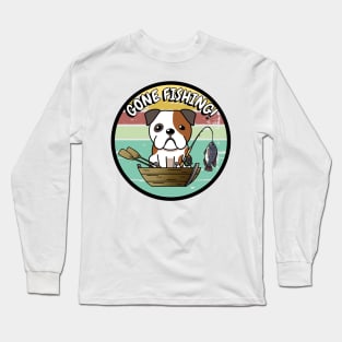 Cute english bulldog has gone fishing Long Sleeve T-Shirt